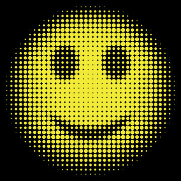 Smiley face in halftone dots style