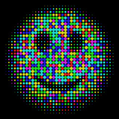 smiley face in halftone dots style Bright t-shirt graphics desig