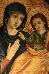 Peinture de Marie et Jésus dans la Basilique Sainte-Marie-du-Trastevere à Rome