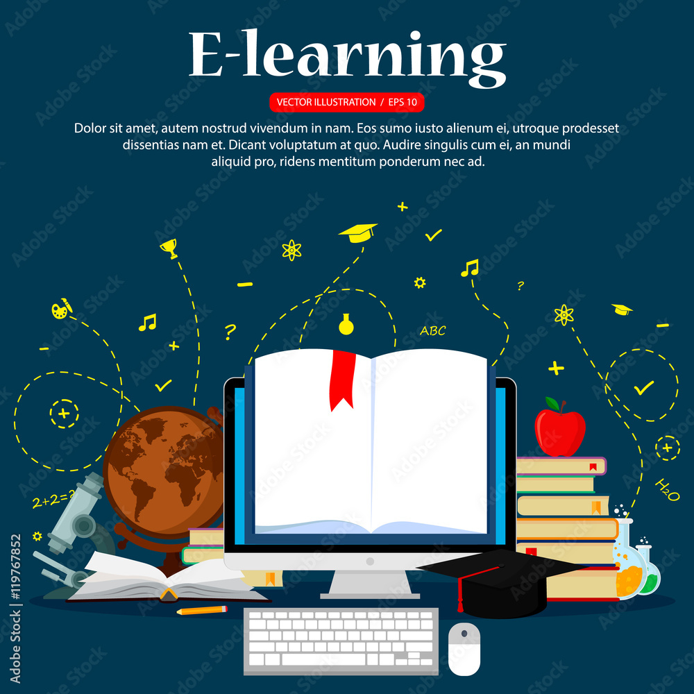 Aufkleber concepts of education and e-learning. concepts for web banners.vector illustration, flat design