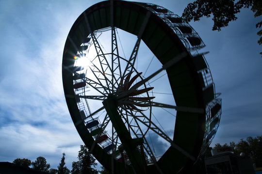 Petrozavodsk, Russia 26 August 2015 - Ride Surprise in motion in amusement park