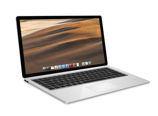 Modern laptop on white background 3D rendering