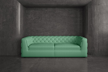 modern concrete room with sofa
