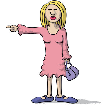 cartoon woman with a suspicious look indicates