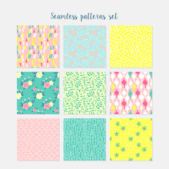 Abstract seamless pattern cards set for journaling. Hand drawing