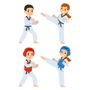 Taekwondo cartoon kids
