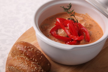 rich soup with pepper