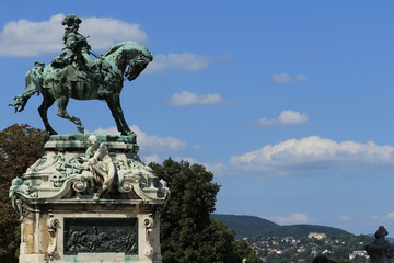 Fototapeta na wymiar Bronze equestrian statue of Prince Eugene of Savoy, Budapest