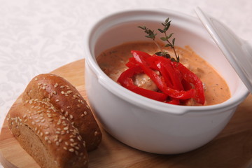 rich soup with pepper