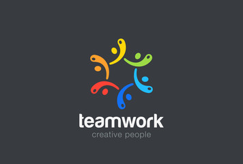 Teamwork Logo vector. People Holding hands Social network icon