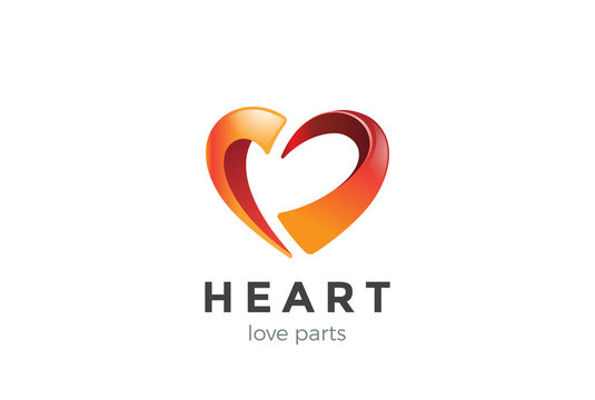 Heart 3D Logo design vector. Love Valentines day Logotype icon