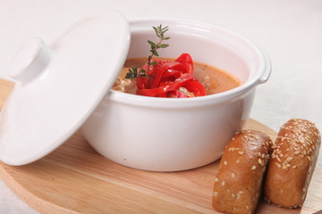 rich soup with pepper