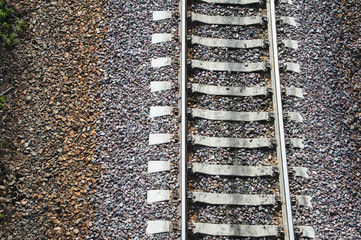 Close up vew of railroad track.