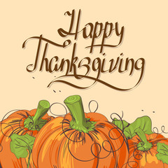 Retro Thanksgiving card with pumpkins