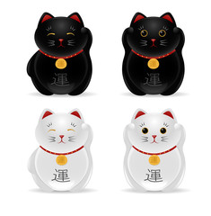 Set of Japanese Maneki Neko  Lucky Cats.