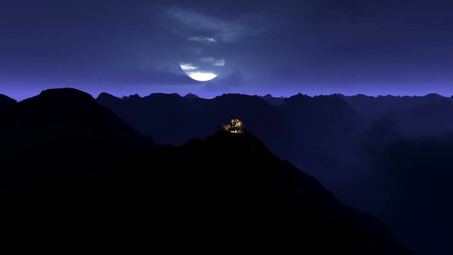 Oolitic Building On mountaintop at night