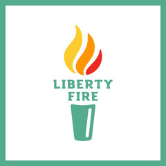 Vector torch icon. Hot flame, power flaming, glow triumph illustration. Liberty 