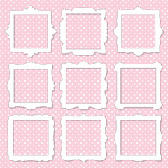 Cute square photo frame set on polka dot.