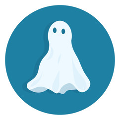 Icon ghost with shadow, flat vector illustration
