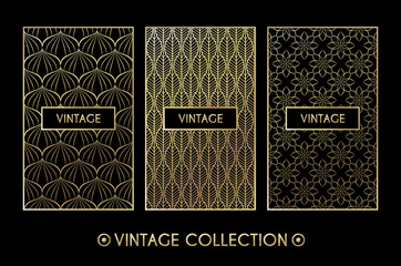 Golden vintage pattern on black background