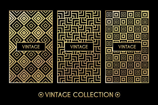 Golden vintage pattern on black background