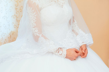 engagement ring on bride's finger