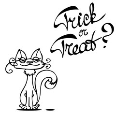 Halloween card with a cute cat