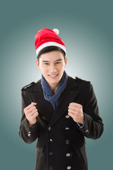 young man with christmas hat