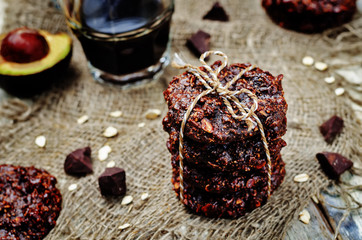 vegan avocado cashew butter oats chocolate cookies