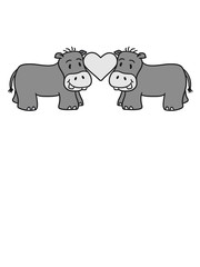 team 2 friends couple couple love kiss love heart thick comic cartoon sweet little cute baby hippo happy child