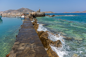Venetian fortress and small port in Naoussa town, Paros island, Cyclades, Greece