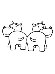 Obraz premium team 2 friends group party popo ass butt funny comic dick happy cartoon sweet little cute baby hippopotamus child