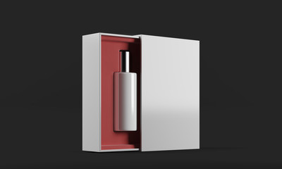 Perfume bottle in red and white box
