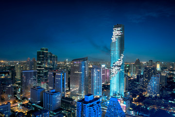 Bangkok city skyline, MahaNakhon tower is tallest buildings in Thailand, Silom area, Bangkok Thailand