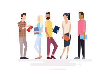 Fototapeta premium Student Group People Holding Books Education