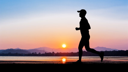 Man running at seaside