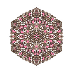 Abstract Flower Mandala. Decorative ethnic element for design.