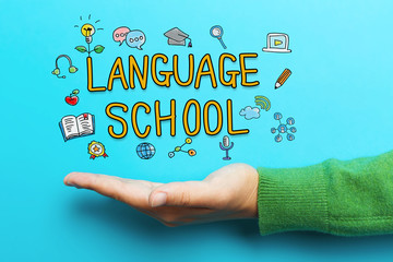 Language School concept with hand