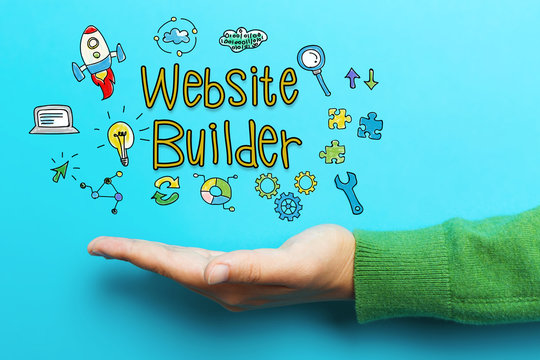 Website Builder concept with hand