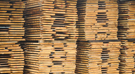 wood planks stored outside for further processing or expedition