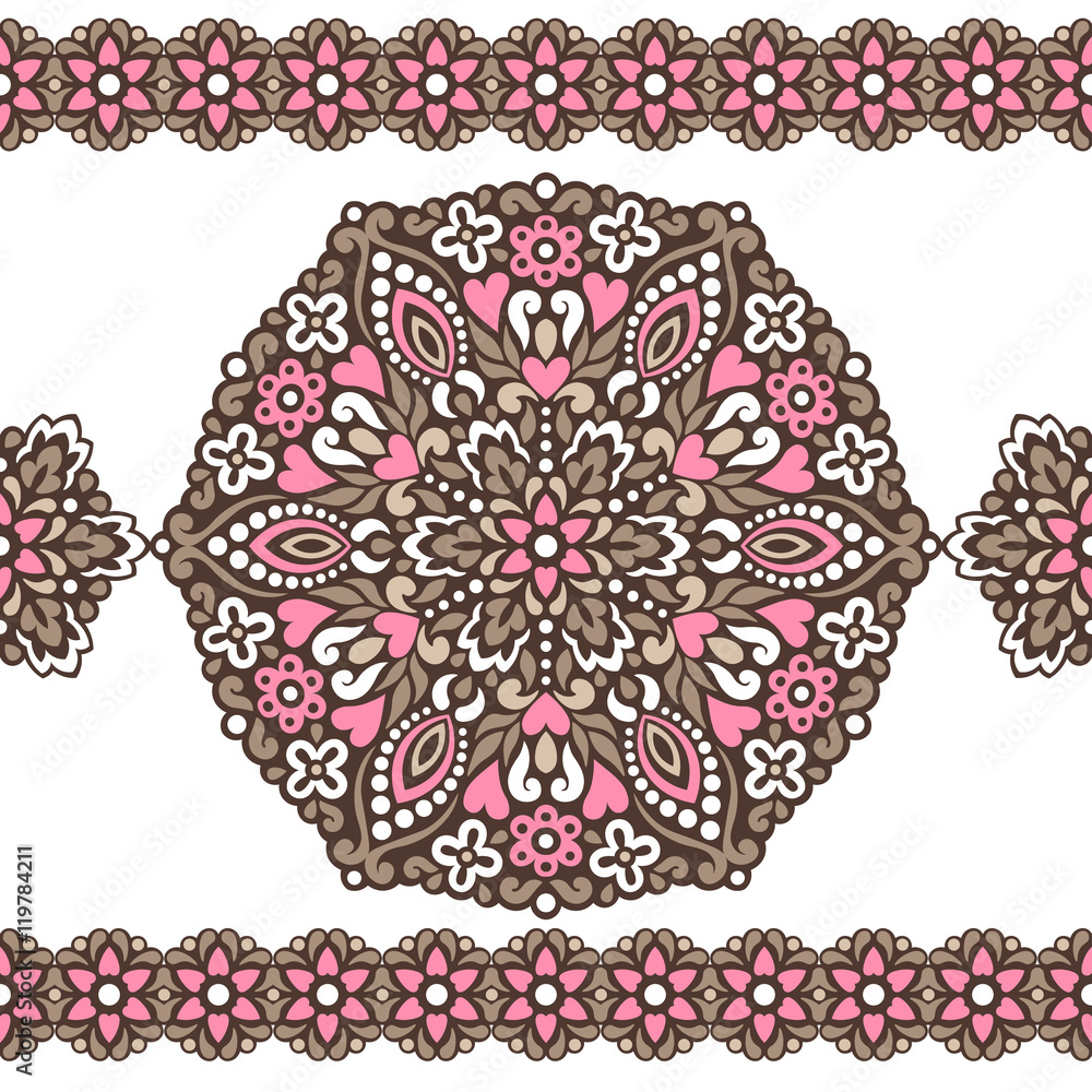 Poster seamless background with abstract ethnic pattern.