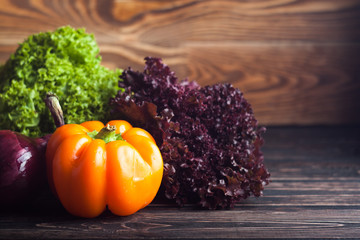 Fresh vegetables on the boards
