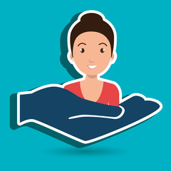 hand holding woman vector illustration eps 10