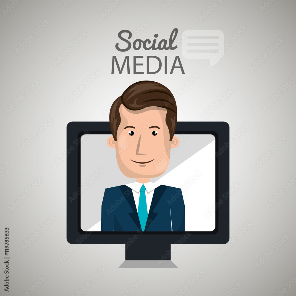 Poster man social media apps vector illustration eps10