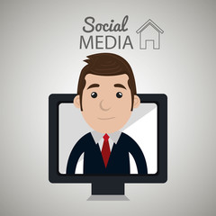 man social media apps vector illustration eps10