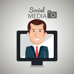 man social media apps vector illustration eps10