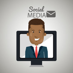 man social media apps vector illustration eps10