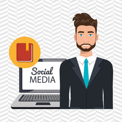 man social media apps vector illustration eps10