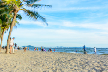 Fototapeta na wymiar Abstract blur people relax on the beach