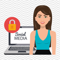 woman social media apps vector illustration eps10